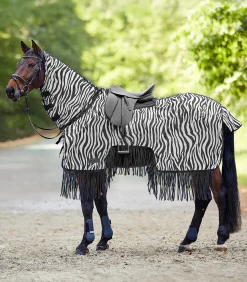 Fliegen-Ausreitdecke  Zebra mit Fransen