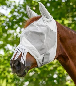 PREMIUM Fliegenmaske mit Ohrenschutz und Nasenfransen